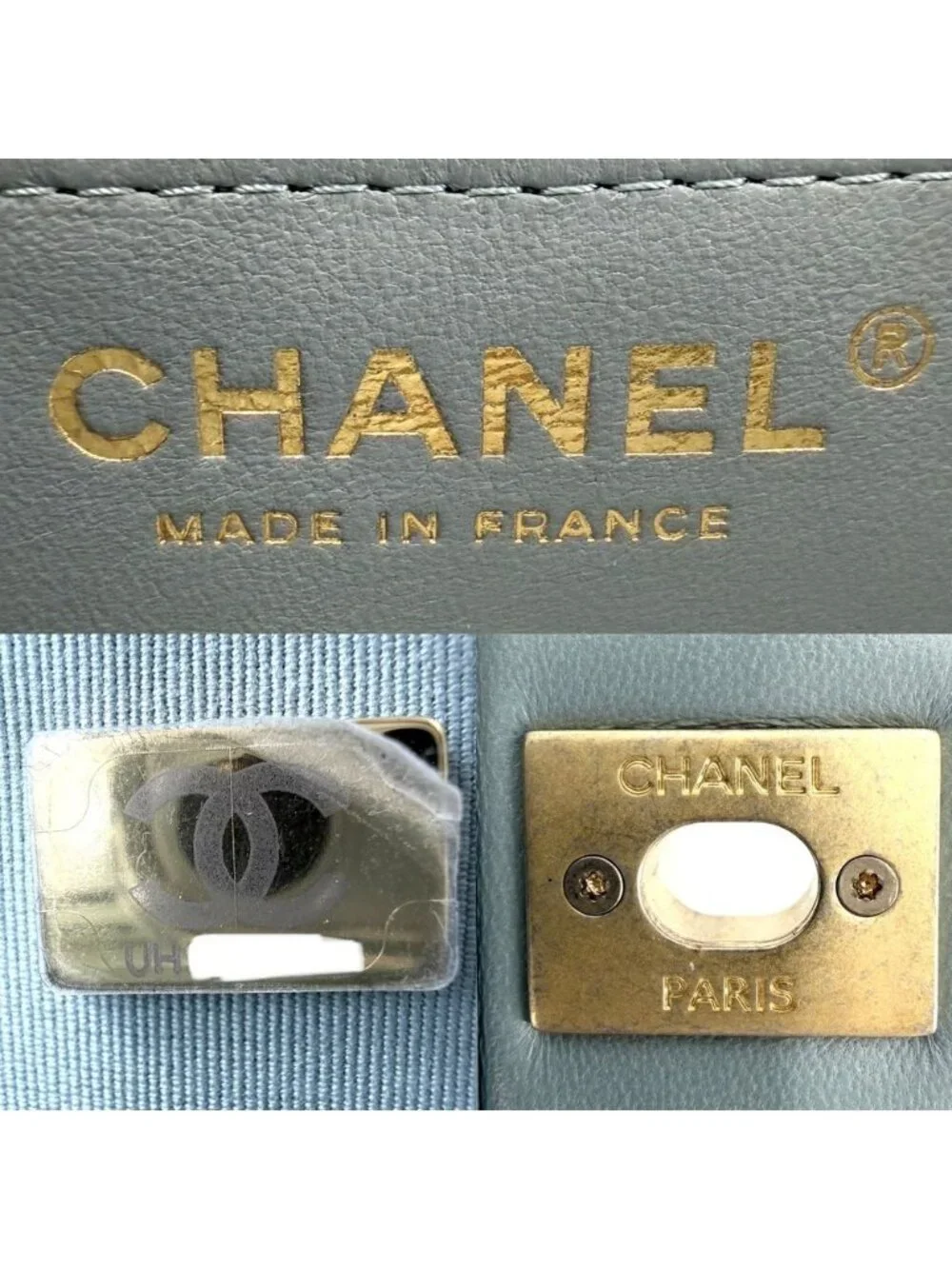 Chanel Shoulder Bag Quilted CC Logo Charm Lambskin Green Gold